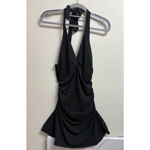 Celandine Anthropologie Black Ruched Halter Mini Dress Women’s Small‎ NWT